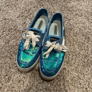 Sperry Blue Sequin Boat Shoes